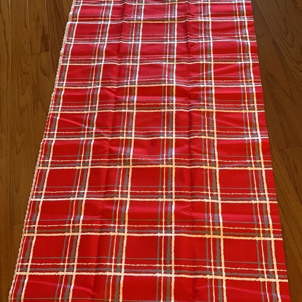 Red, gray and white plaid tablecloth 60”X102”.  NWT